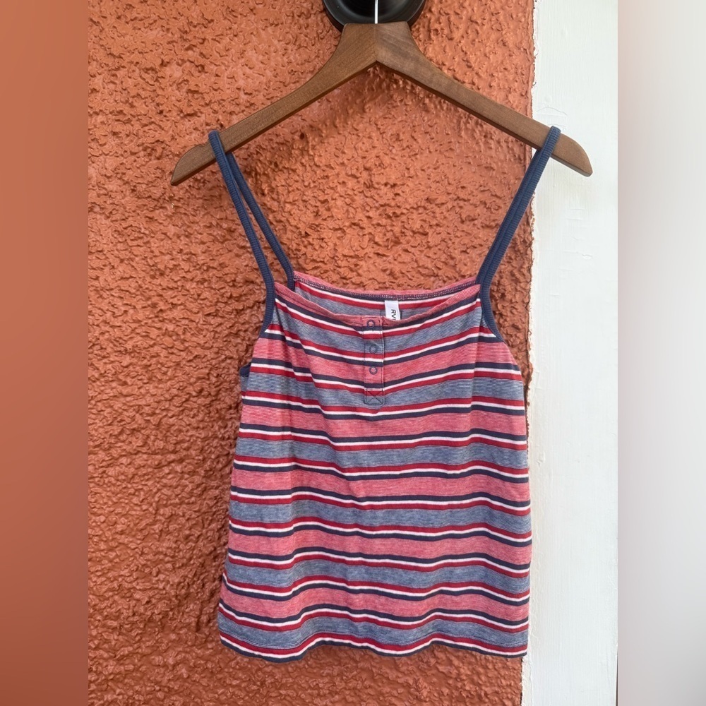 RVCA Mina Spaghetti Strap Tank Top Red and Blue Size Small Patriotic